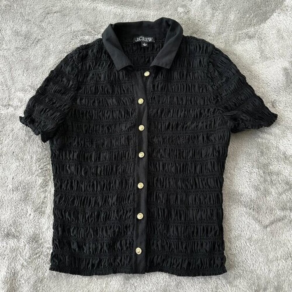 J. Crew Black Textured Blouse